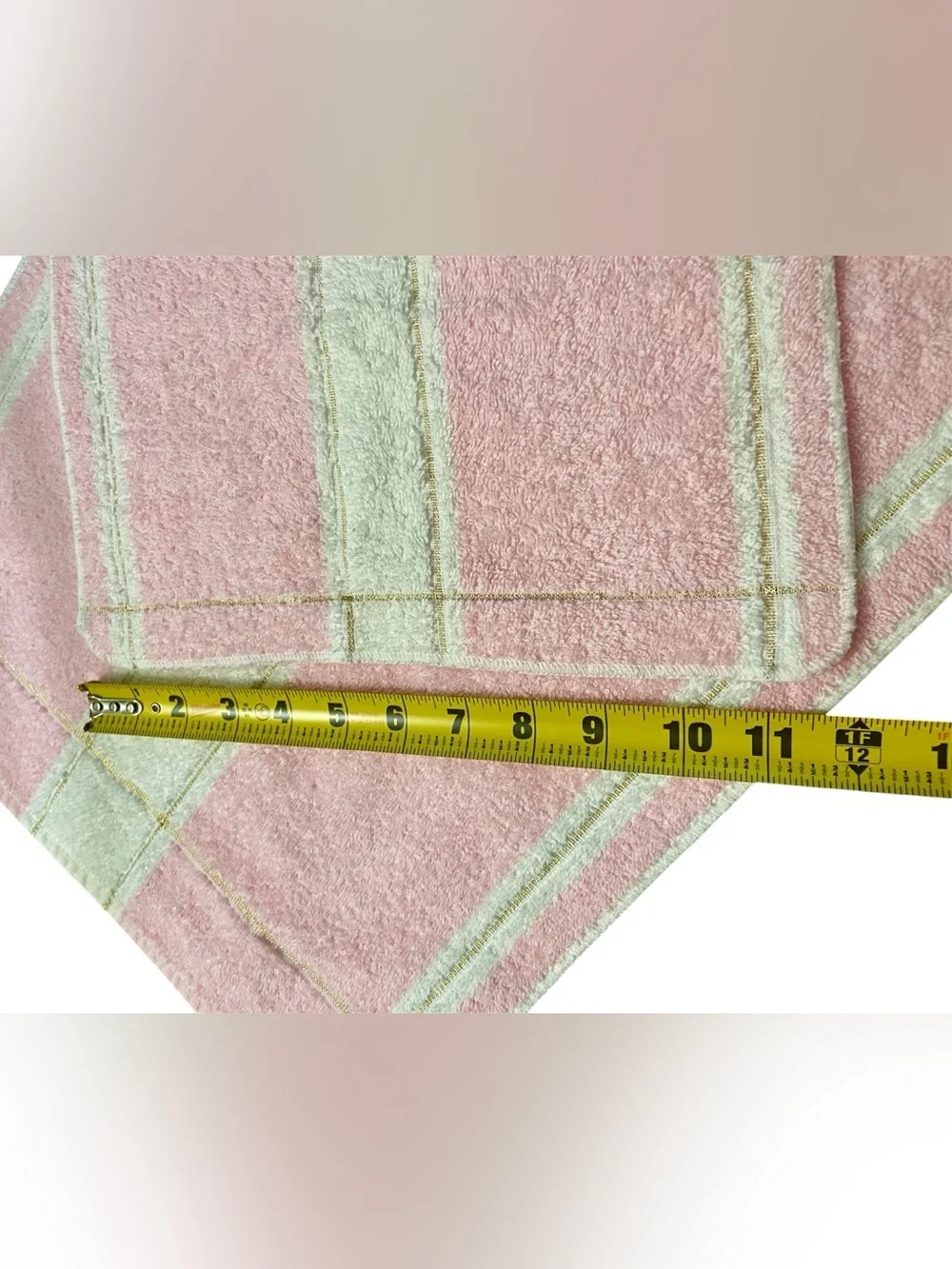 Vintage Pink White and Gold Hand Towel and Wash Cloth Set by Cannon